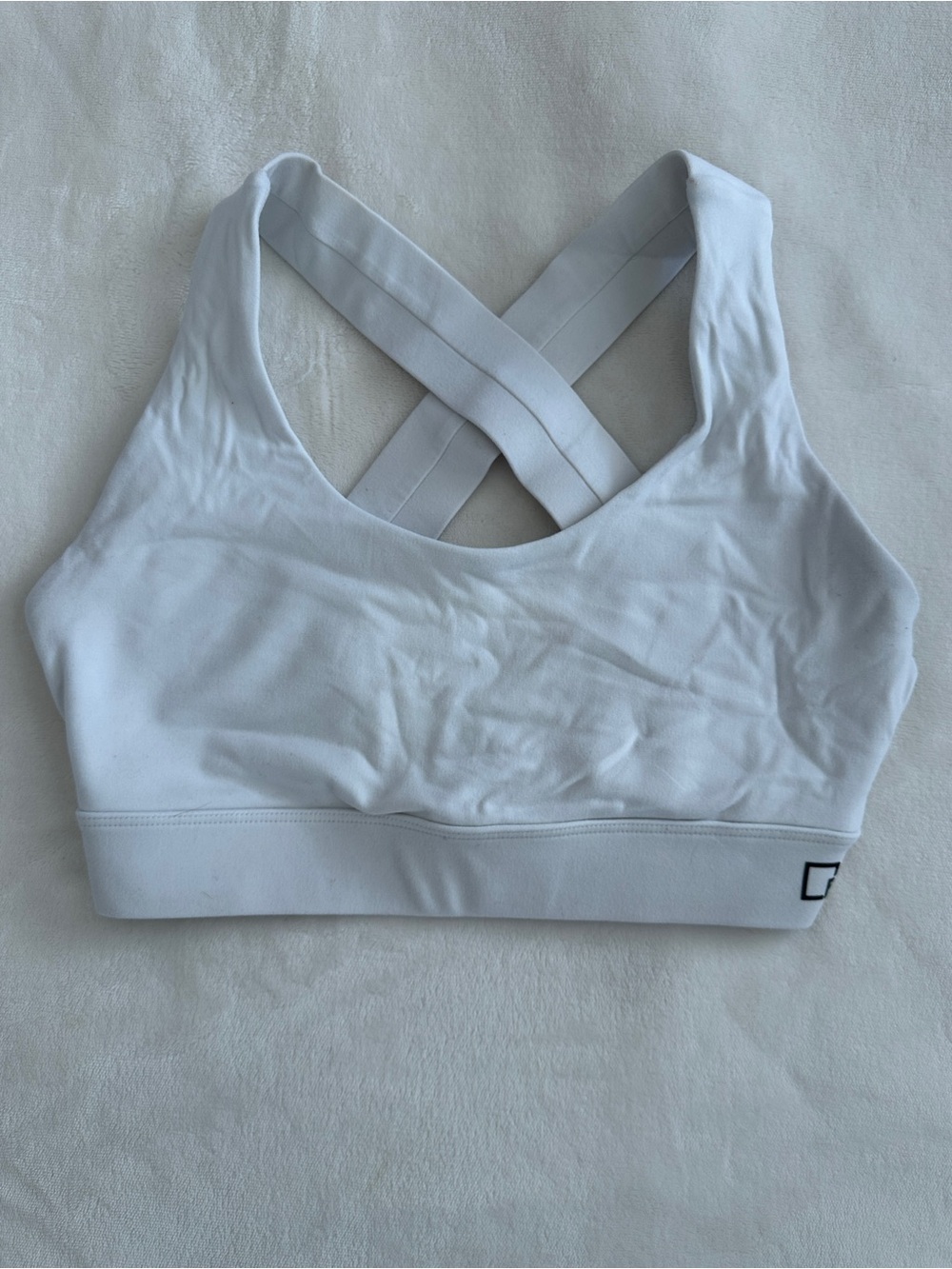 White Cross-Back Sports Bra with Wide Support Band